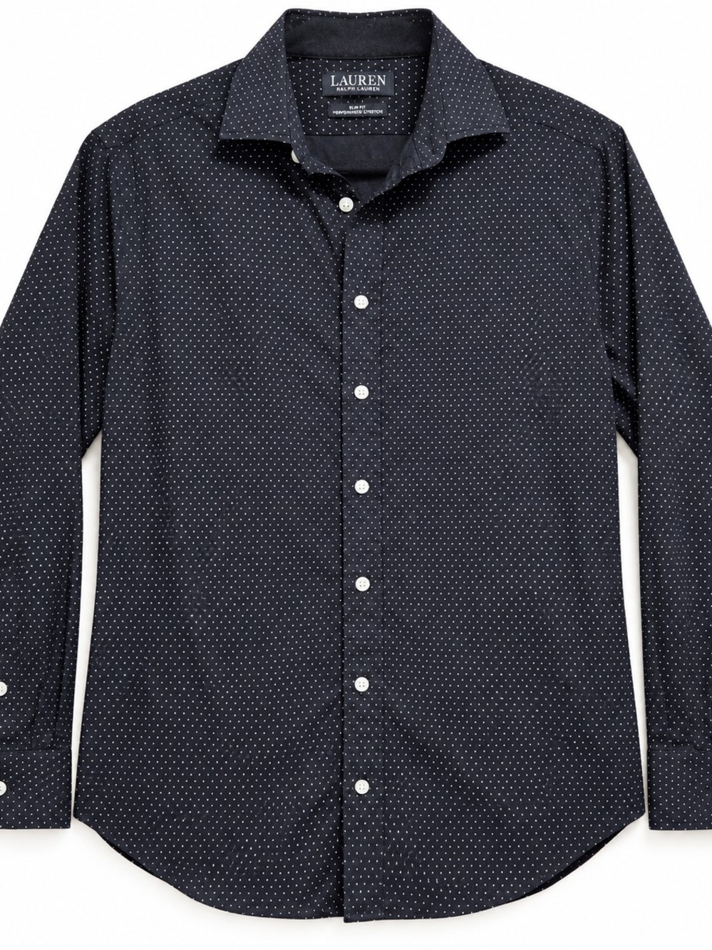 Lauren Ralph Lauren Men’s Black White Dot Slim Fit Stretch Button Down